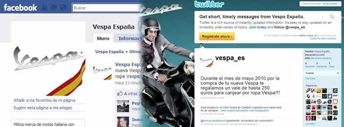 Vespa España ya está en Facebook y Twitter