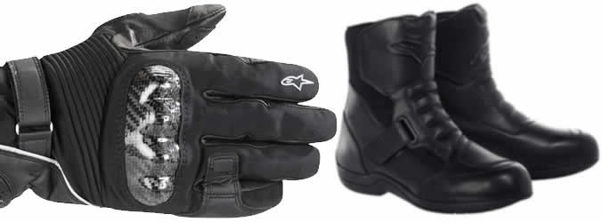 Alpinestars Ridge y Jet Road, Botas y guantes a prueba de frío y lluvia